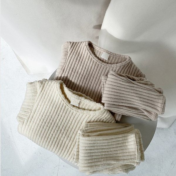 

baby girl boy sweater pants set winter autumn children pajamas outfits warm clothes for 0-5y 20220303 q2, White