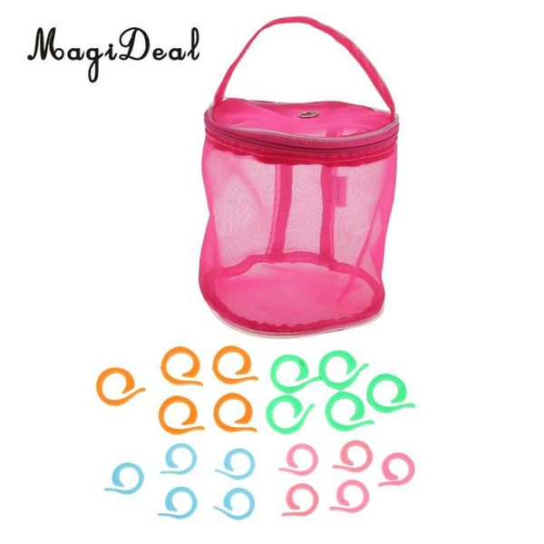 

Knitting Yarn Holder Mesh Storage Bag with 20pcs Split Stitch Marker Rings