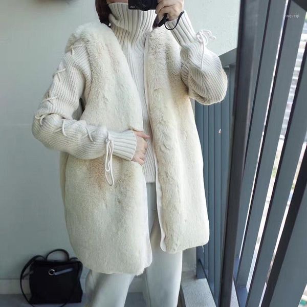 

2020 new korean version of plush fur vest mid-length slim slimming loose and casual warm ladies vest jacket1, Black