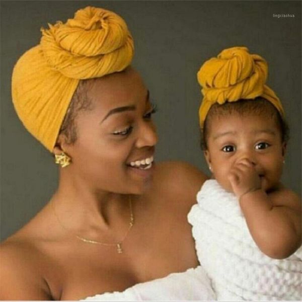 

partisig brand baby cap cotton knot india hat fashion mother and me baby hat family matching outfit1, Yellow