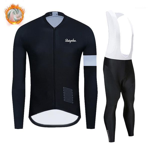 

cycling jersey 2020 pro team ralvpha winter fleece cycling clothing mtb bib pants set ropa ciclismo triathlon set1, Black;blue
