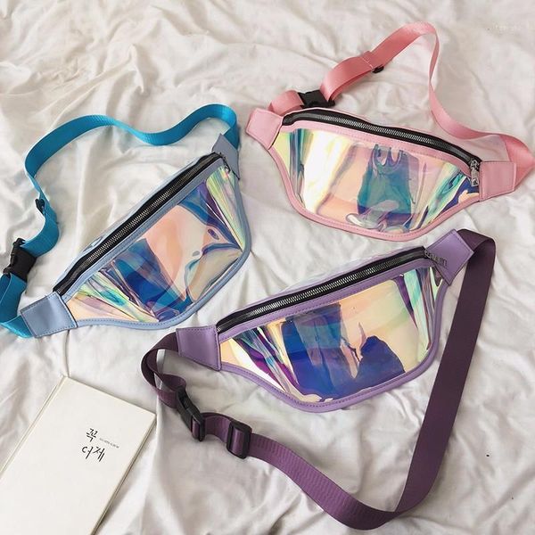 

laser chest bag,hip-hop bag,pvc belt bag,fashion large-capacity shoulder bag,genuine female bag,29*16*10cm,blue/pink/purple1