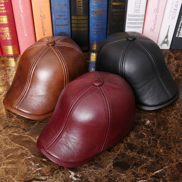 

winter men genuine leather hat sheepskin baseball caps fashion ear protection warm headgear cap baseball hat b-7287 201019, Blue;gray