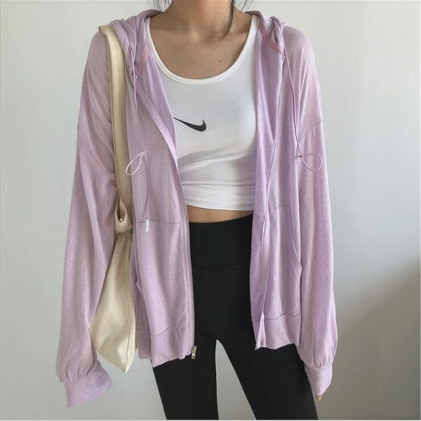 

women's blouses & shirts qooth blouse women cotton sunscreen clothing ladies korean style womens solid outwear loose qh2382, White