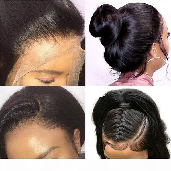 

13x6 deep part lace front wig with baby hair pre plucked brazilian virgin short blunt cut human hair bob wigs for black women, Black;brown