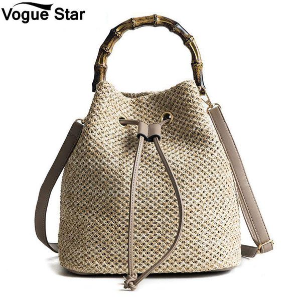 

2020 casual holiday crossbody bag bamboo handle handbags beach string women bucket bags female summer knitting straw bags m128