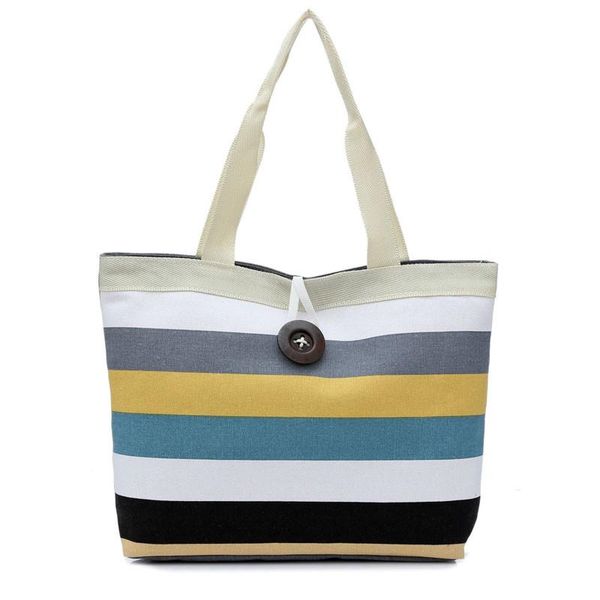 

lady colored stripes shopping handbag shoulder canvas beach bag tote purse bag for women 2020 ladies hand bags