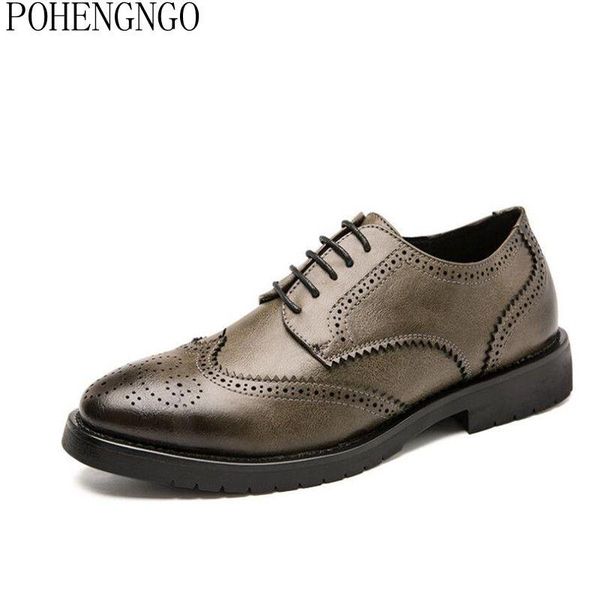 

2020 men's dress shoes leather wedding formal lace up men oxford shoes black brown handmade brogue mens business