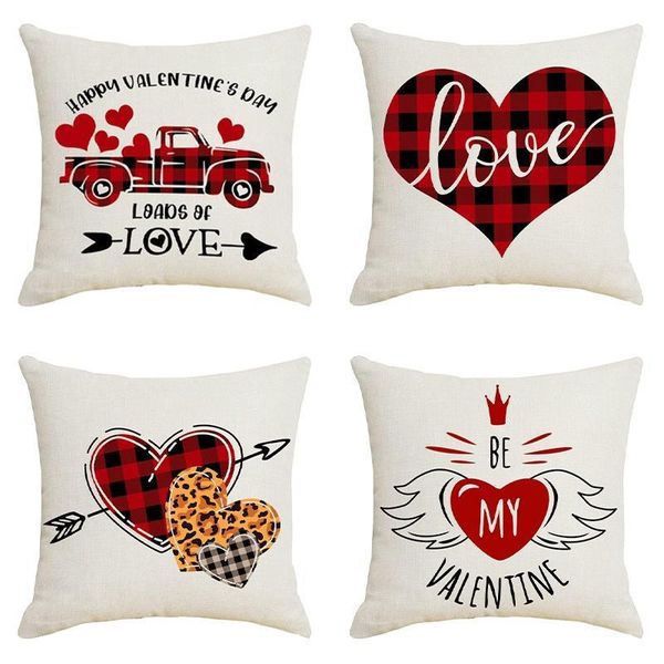 

valentine's day gift heart car polyester decorative throw pillowcase white black cushions cover for sofa1