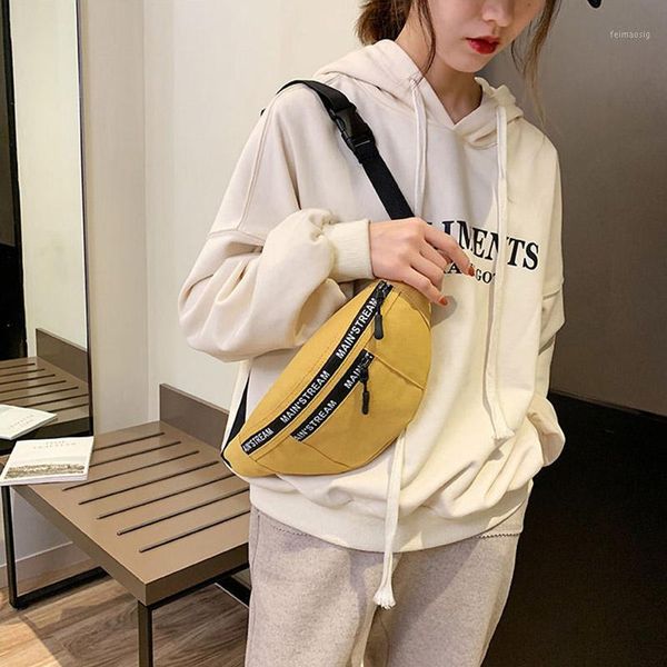 

women's fanny pack casual canvas chest bag simple backpack outdoor sports style waist bag bum belt bags leg pouch 0304111