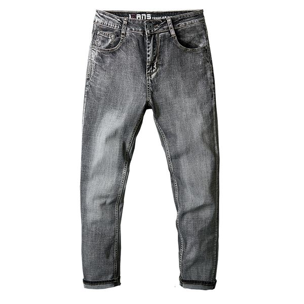 

2020 new men's stretch-fit jeans business casual classic style fashion denim trousers male gray pants, Blue