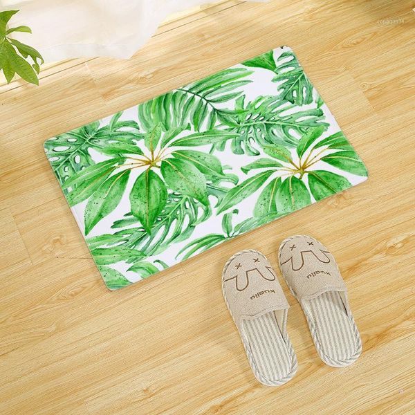 

green plant leaves carpet kitchen rugs mats anti slip floral floor mat karpet europe doormat bedroom bedside rug bath mats lz031