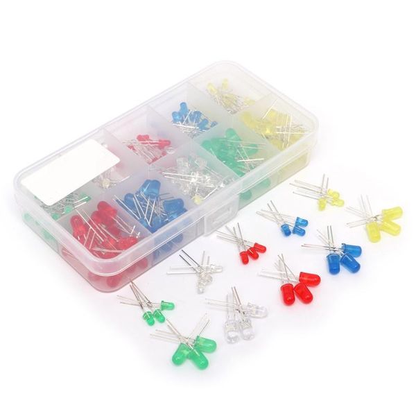 

250Pcs 3Mm 5Mm Led Light White Red Green Yellow Assorted Emitting Diode Diy 3V 20Ma