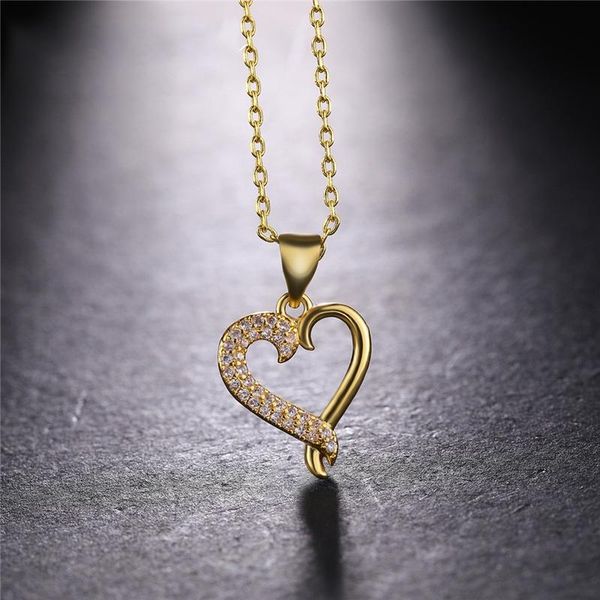 

juya ali moda 2021 new gold/rose gold micro pave zircon heart pendant statement necklace for women girl gift jewelry, Silver