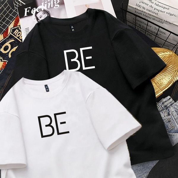 

2021 new album be print harajuku t-shirt kpop korean style short sleeve cute korean casual hip-hop short sleeve top, White