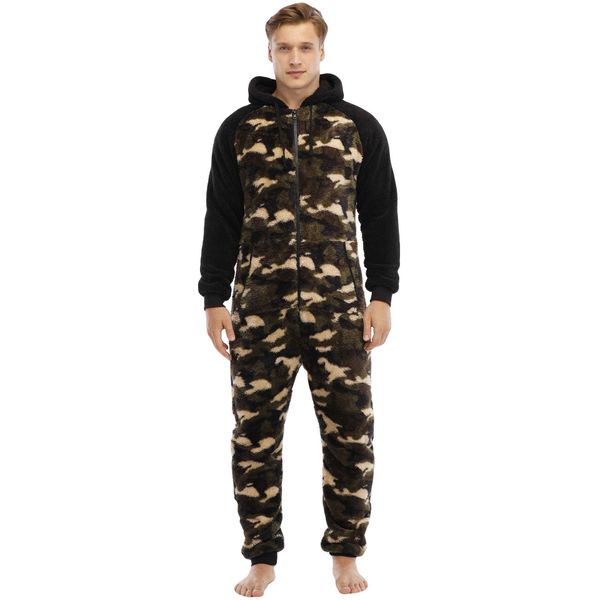 pijamas homens com capuz espessas espessura dupla lenço camuflagem corpo de corpo terno pijama