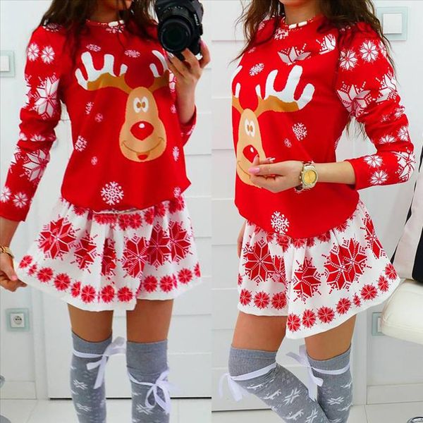 

мода женщин платье с рождеством o шеи снежинка elk печать xmas длинным рукавом мини платье рождество платье sukienka макси guahao, Black;gray