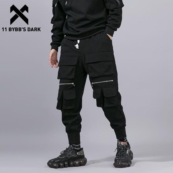 

11 bybb's dark 2021 streetwear pants tactical joggers men trousers dark zipper multi pockets cargo pants man harajuku techwear, Black