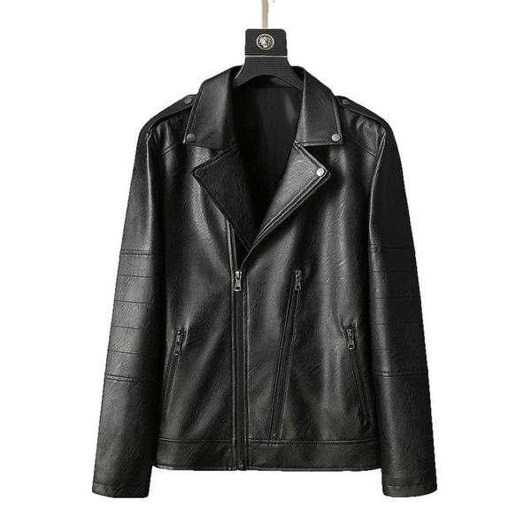 

m-4xl 2020 men leather jackets motorcycle pu jacket fashion plus size turn-down collar slim windbreaker bomber jacket xxxxl, Black