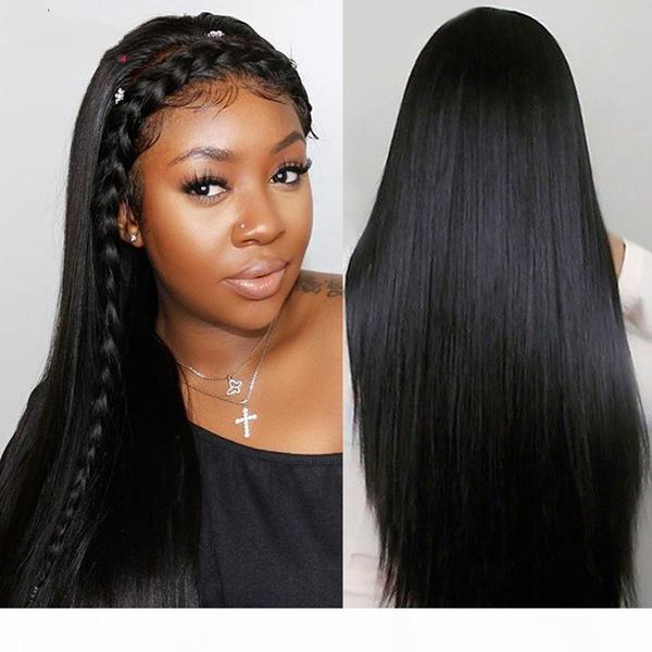 

brazilian human hair lace front wig straight for black women brazilian remy long full lace virgin hair wigs straight with baby hairs, Black;brown