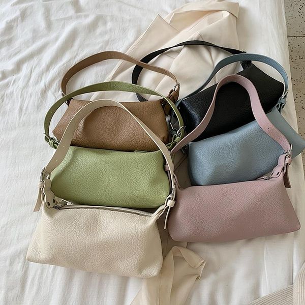 

shoulder bags 2021 fashion luxury women underarm bag lady casual solid messenger handbag female violet leather party baguette