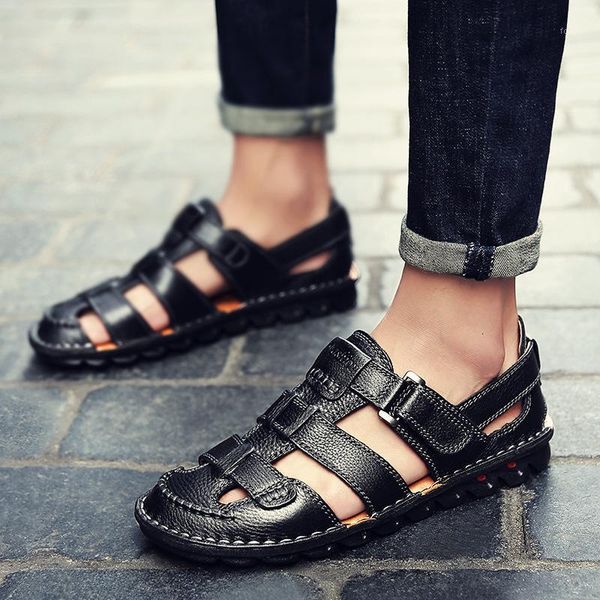 

men sandals new summer fashion sandals slippers breathable male shoes beach man fashion outdoor casual shoes big size8661, Black