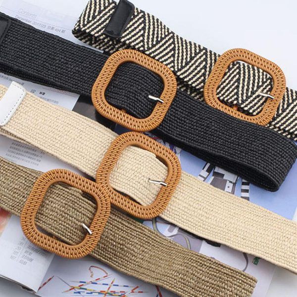 

vintage cotton and linen woven square buckle belt ladies dress gown decorative belt square buckle women baltw, Black;brown