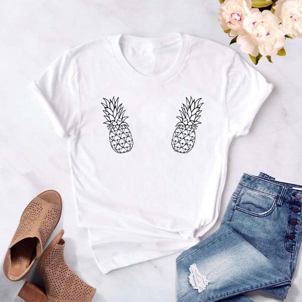 

women t shirt cartoon pineapple print t-shirt harajuku tee 90s fashion female tee shirts cute t-shirts clothes, White