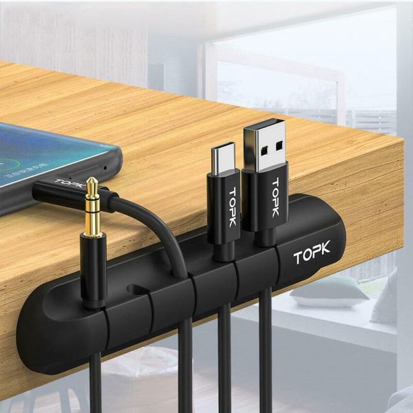 

black silicone cable clips cord organizer deskwire holder management for earphone pc1