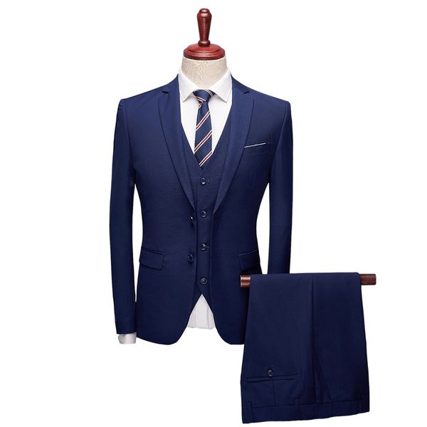 

3 piece slim fit men's wedding groom dress men formal business suit, White;black