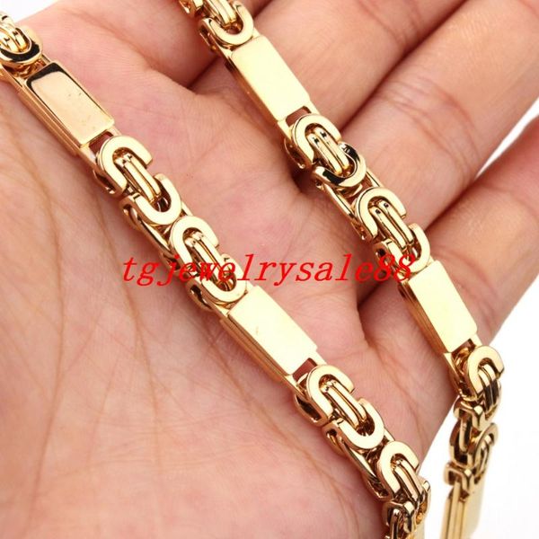 

7-40" customized size gold byzantine link chain cool mens boys 6mm wide stainless steel necklace or bracelet jewelry, Silver