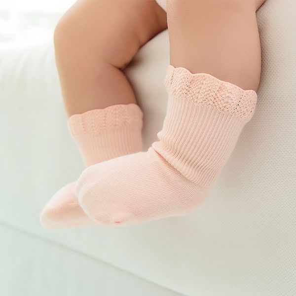 

baby girl cotton ruffle socks newborn infant cute white princess short lace warm sock toddler kid boy spring clothing accessory y201009, Pink;yellow