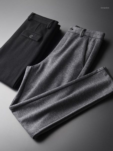 

men's pants wool men luxury woolen slim fit business leisure man plus size 3xl 4xl fashion thicken skinny men1, Black