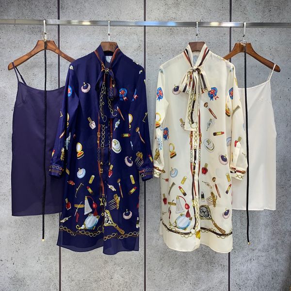 

milan runway dresses 2021 spring summer stand collar print women's designer dress brand same style dress 0112-12, Black