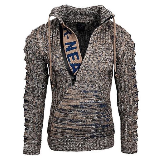 

men's sweaters autumn winter sweater men letter printed knitted drawstring long sleeve knitwear casual clothing, White;black