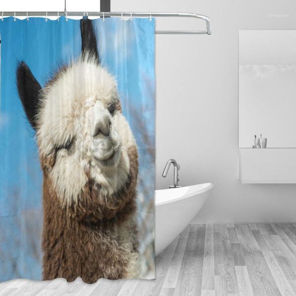 

lovely cartoon alpaca pattern waterproof shower curtains for bathroom mildewproof polyester fabric pacos bath curtain1