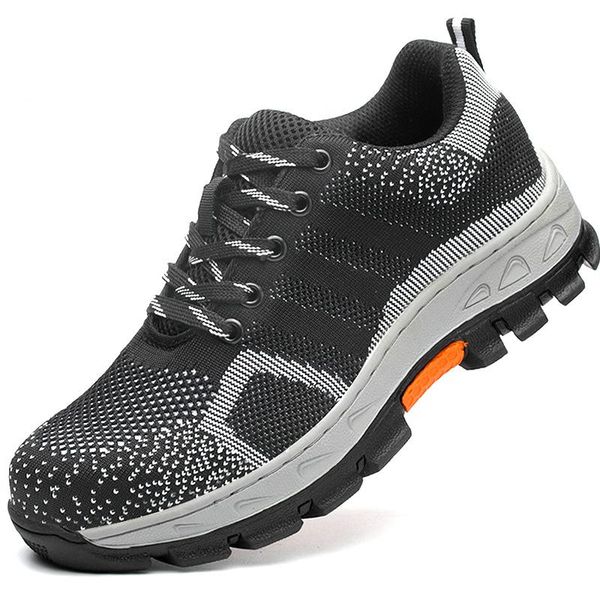 

plus size men casual safety shoes platform steel toe covers shoe breathable security work boots zapatos de seguridad hombre male, Black
