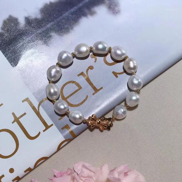 

9-10mm Baroque INS Sweet butterfly knot Bracelet,Cultured Freshwater Baroque Pearls Bracelet for women,customized Length jewelry1, Black