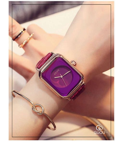 

temperament atmosphere women's guou watch simple women's fashion waterproof watch women's belt watch, Slivery;brown