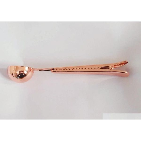 

rose gold stainless steel coffee scoop with bag clip measuring spoon for milk powder jllmpu jjxh