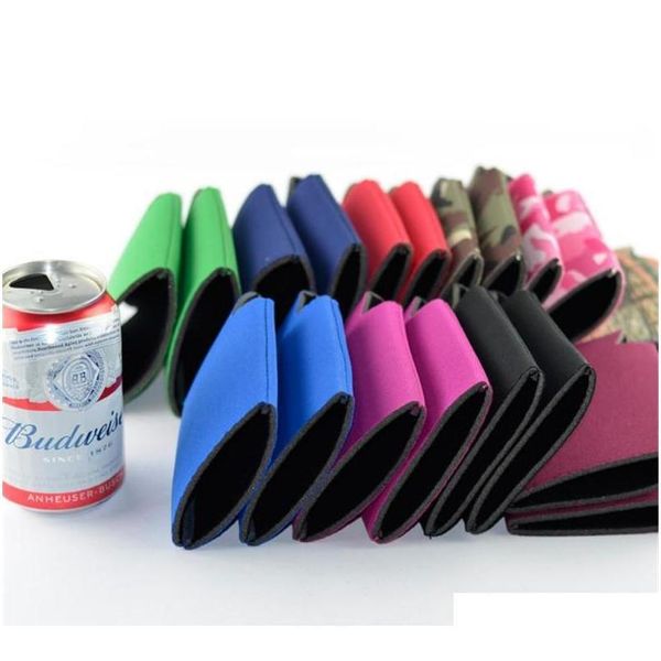 

wholesale many colors blank neoprene foldable stubby holders beer cooler bags for wine food cans cover da544 fxgry