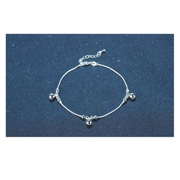 

new fashion summer 925 sterling silver bell anklet for women pendant chain ankle bracelet foot qylmta, Red;blue