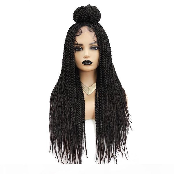 

synthetic crochet braiding wig for black women dreadlock twist braid hairstyle with baby hair long straight african wigs