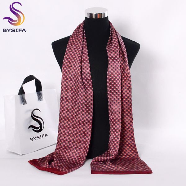 

bysifa] black red long scarves for men fashion accessories male pure silk scarf cravat winter flowers pattern scarf 160*26cm 201026, Blue;gray