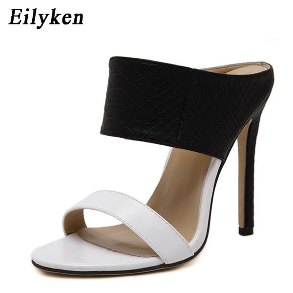 

eilyken fashion women summer sandals slippers thin heels sandals woman flip flop hollow high-heeled women shoes size 35-40 0928, Black