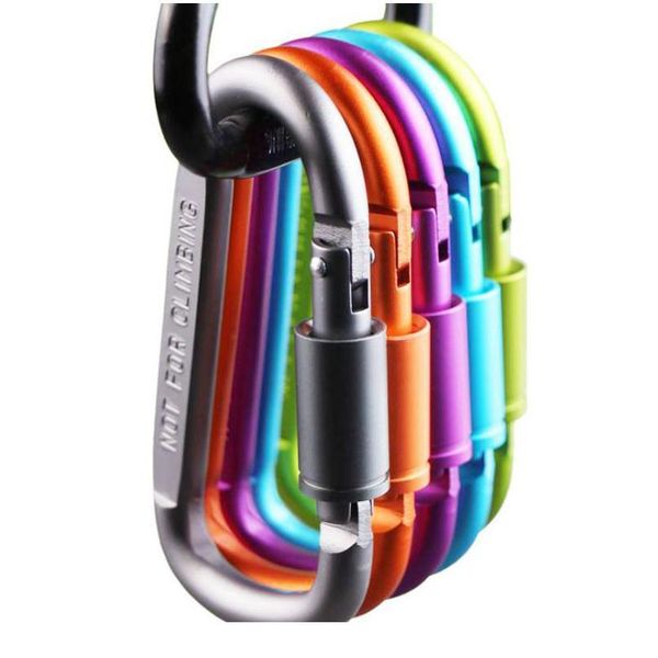 

aluminum alloy d-shape carabiner with turn buckle kit camping equipment survival gear camp mountaineering hook outdoor c qylnsd, Slivery;golden