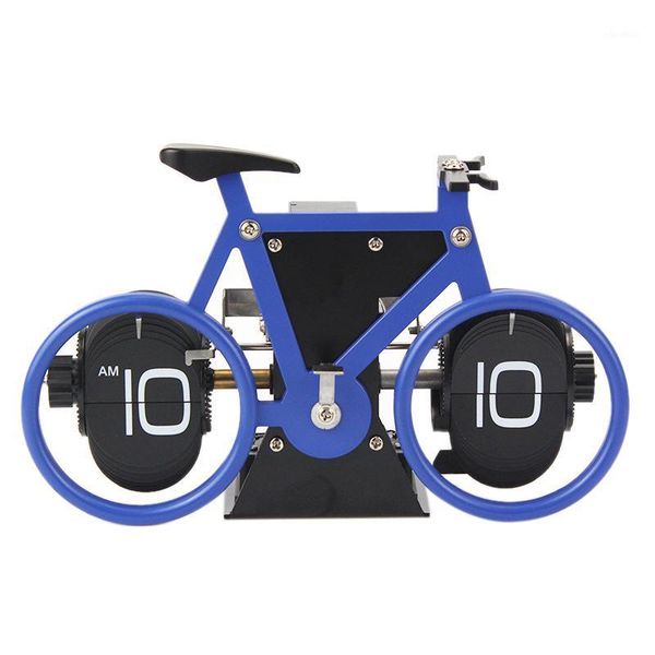 

creative flip clock bicycle shaped clock table alarm travel home decorative blue1