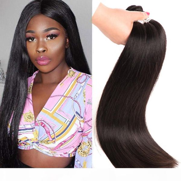 

peruvian human hair 3 pieces lot 30-40inch remy virgin hair weaves straight natural color hiair products double wefts, Black