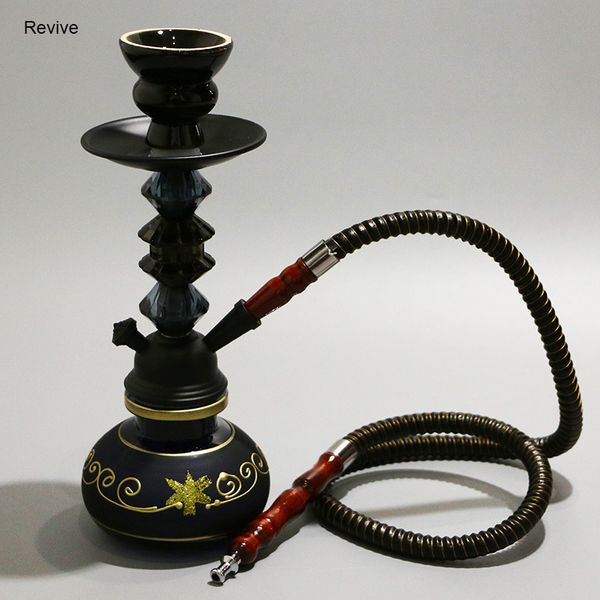 

revive glass hookah set black 29cm chicha one hose narguile ceramic nargile three diamonds decoration smoke water pipe