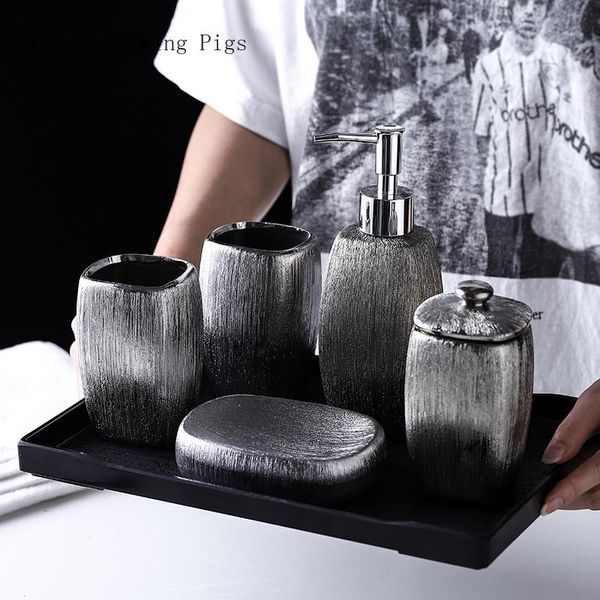 

6pcs direct marketing new creative bathroom plating silver ceramic new house wedding wash bathroom storage decoration supplies